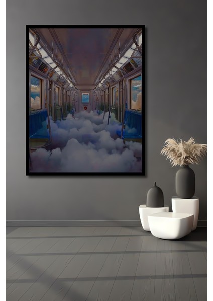 Bulutların Üzerinde Yolculuk Sulu Boya Görünümlü Ahşap Dekoratif Tablo Dikdörtgen Tablo fiyatları