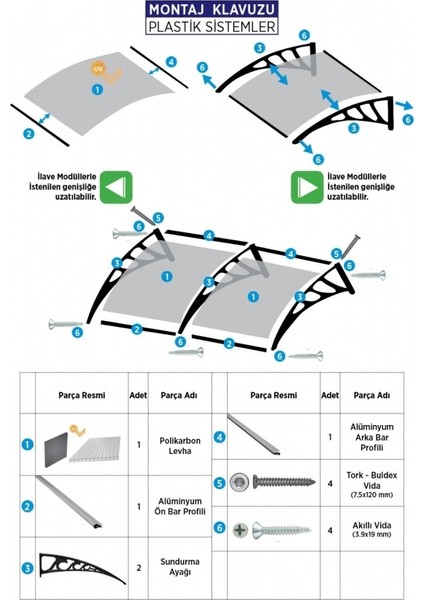 Pratik Sundurma Kapı Pencere Üstü 100X600 cm Antrasit Gri 6 mm Levhalı fırsatları