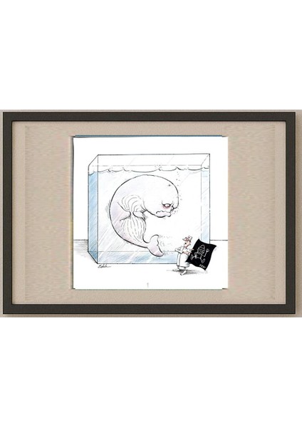 Edik Boghosian Korakaki 28x27cm Orijinal Karikatür Tablo