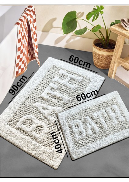 Rueso Ekru 2li %100 Pamuklu Banyo Paspas Seti modelleri