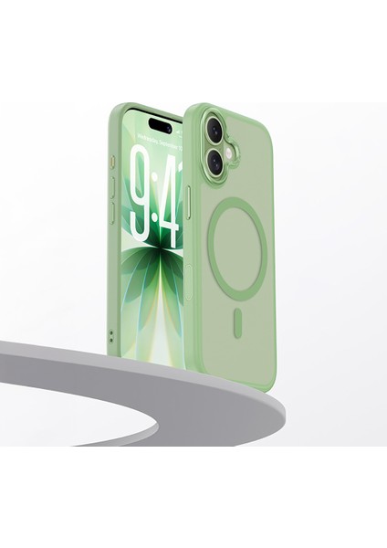 iPhone 17 Uyumlu Kılıf M-Safe Şarj Özellikli Benks Mist Magnetik Kapak Açık Yeşil