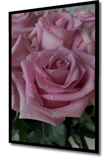 Pembe Gül Demeti Yağlı Boya Görünümlü Ahşap Dekoratif Tablo Dikdörtgen Tablo indirimleri