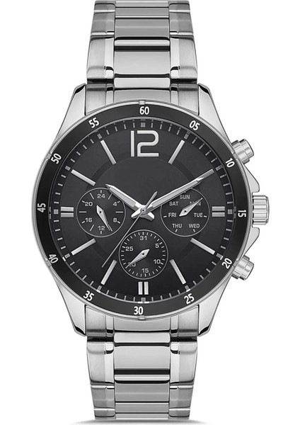 Gümüş Çelik Kordon Erkek Kol Saati Takvimli Siyah Kadran Özel Kutusunda fırsatları