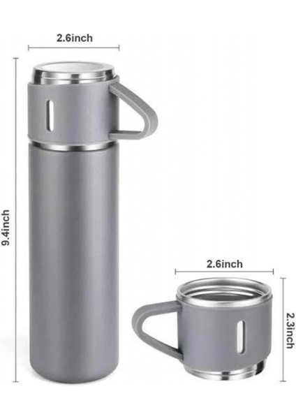 Termos Seti Paslanmaz Çelik 3 Bardaklı Vakumlu Termos Set 500 ml 12 Saate Kadar Isı Koruma modelleri