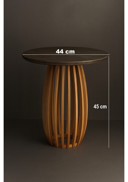 Palermo Yuvarlak Modern Klasik Rustik Retro Vintage Naturel Dekoratif Ahşap Çıtalı Yan Mantar Sehpa fiyatları