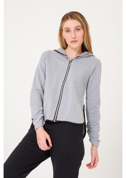 Günlük Fermuarlı Kapüşonlu Kadın Ceket