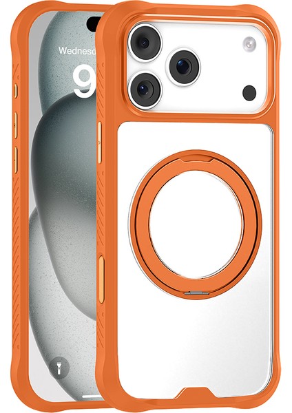 iPhone 17 Pro Kılıf M-Safeli Ring Standlı Airbag Tasarımlı Mutural Obsidian Serisi Kapak Turuncu