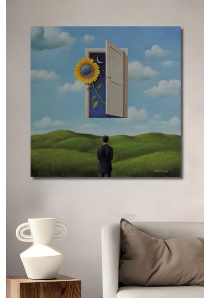 Hayallerin Kapısı Yağlı Boya Görünümlü Ahşap Dekoratif Tablo Dikdörtgen Tablo