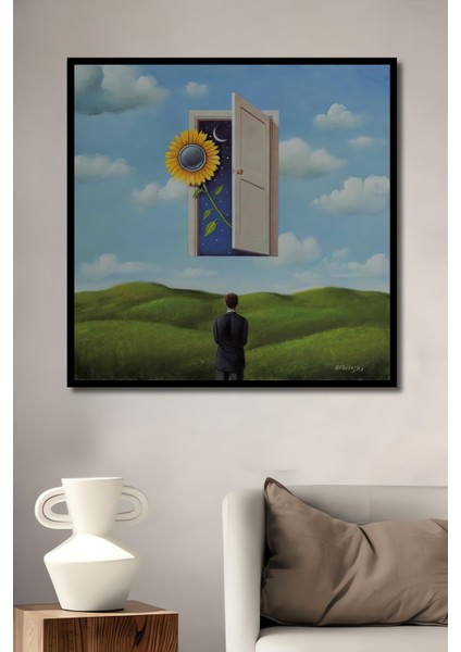Hayallerin Kapısı Yağlı Boya Görünümlü Ahşap Dekoratif Tablo Dikdörtgen Tablo fiyatları