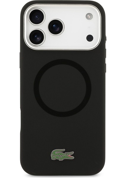 iPhone 17 Pro Max Kılıf Lacoste Lisanslı M-Safeli Ikonik Metal Kamera Çerçeveli Silikon Kapak Siyah modelleri