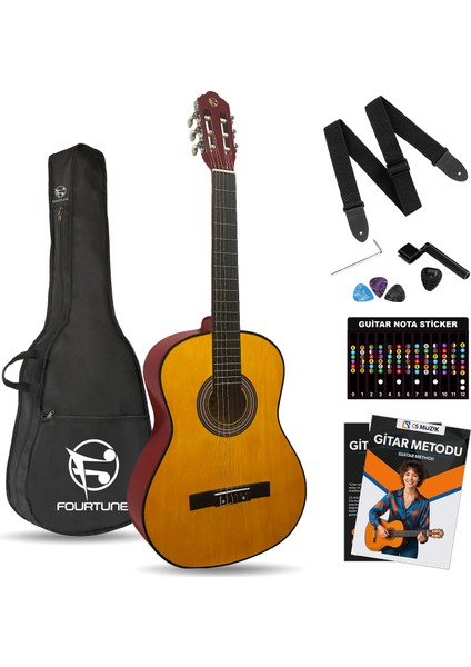 Luca C-180OR Turuncu Klasik Gitar Seti 4/4 Sap Ayarlı