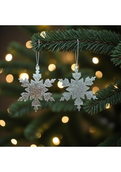Gümüş Kar Tanesi Yılbaşı Süsü (10 Adet) - Lüks Yılbaşı Ağacı Süs Seti ve Yeni Yıl Dekoru fiyatları