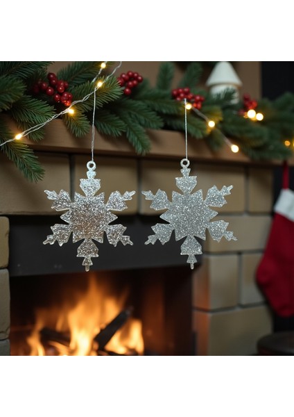 Gümüş Kar Tanesi Yılbaşı Süsü (10 Adet) - Lüks Yılbaşı Ağacı Süs Seti ve Yeni Yıl Dekoru modelleri