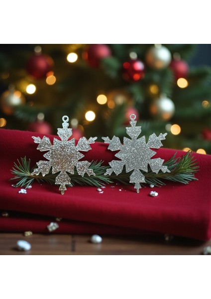 Gümüş Kar Tanesi Yılbaşı Süsü (10 Adet) - Lüks Yılbaşı Ağacı Süs Seti ve Yeni Yıl Dekoru fırsatları