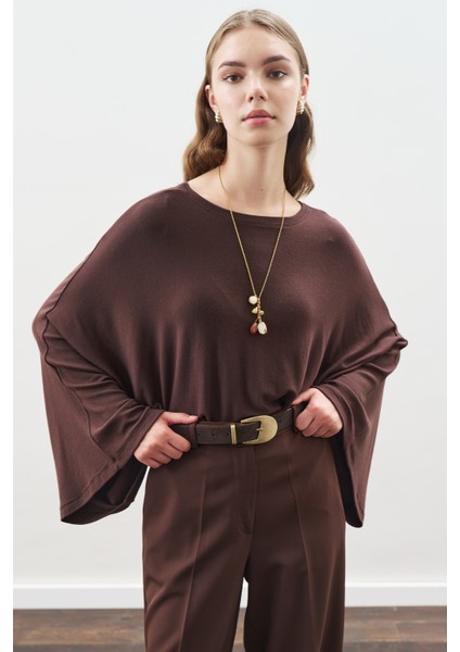 Pelerin Tarz Bluz Acı Kahve