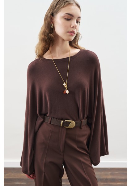 Pelerin Tarz Bluz Acı Kahve