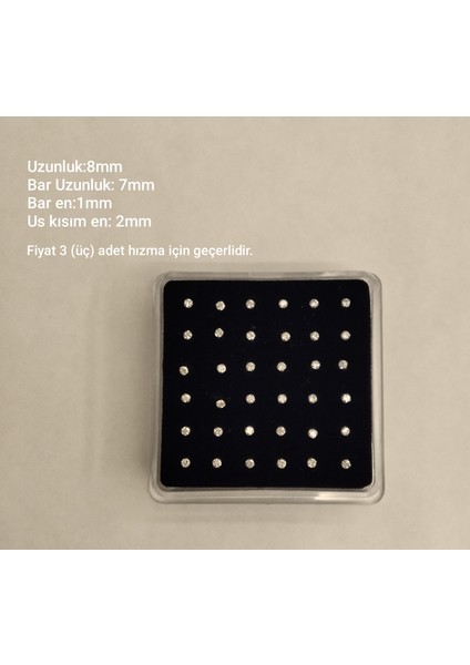 925 Ayar Gümüş Zirkon Taşlı Top Model Gümüş 3 Adet Ekonomik Hızma (2mm)