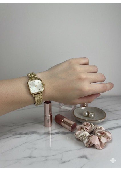 Minimal Kare Kadran Çelik Kordon Retro Kadın Kol Saati