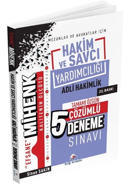 Mihenk Adli Hakimlik ve Savcı Yardımcılığı 5 Deneme Dizgi Kitap