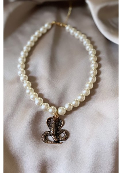 Yılan Figürlü Büyük Inci Kolye fiyatları