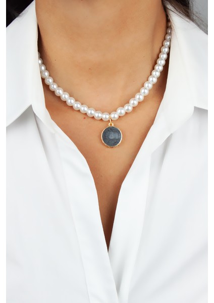 Mineli Gold Uçlu Cam Inci Kolye fiyatları