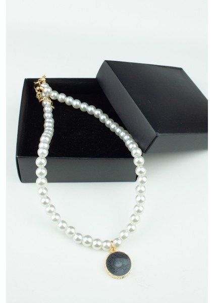 Mineli Gold Uçlu Cam Inci Kolye fırsatları