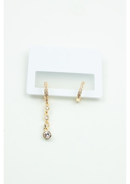 Zirkon Taşlı Gold Küpe