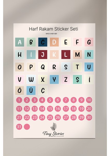 Alfabe / Sayı Sticker Seti - 6 Sayfa - Ajanda,çıkartma,scrapbook fırsatları