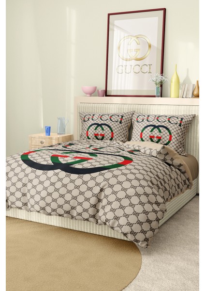 Nevresim Takımı Çift Kişilik Pamuklu Saten Kumaş 6 Parça 3D Dijital Baskı Duvet Cover Set Model No: