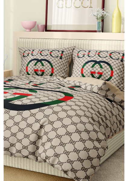Nevresim Takımı Çift Kişilik Pamuklu Saten Kumaş 6 Parça 3D Dijital Baskı Duvet Cover Set Model No: