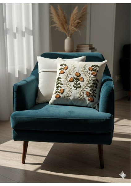 Dekoratif Kırlent Kılıfı 43×43 cm Punch Işlemeli –