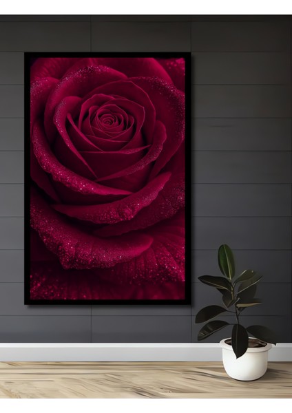 Işıltılı Gül Yağlıboya Görünümlü Dekoratif Ahşap Tablo Dikdörtgen Tablo fiyatları