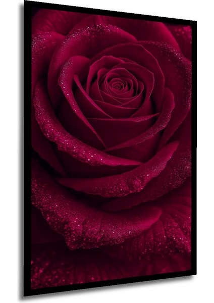 Işıltılı Gül Yağlıboya Görünümlü Dekoratif Ahşap Tablo Dikdörtgen Tablo