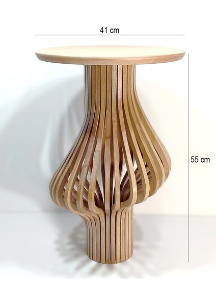 Palermo Yuvarlak Modern Klasik Rustik Retro Vintage Naturel Dekoratif Ahşap Çıtalı Yan Mantar Sehpa fiyatları