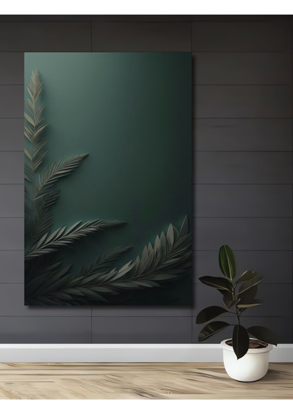 Yeşil Yaprak Sanat Ahşap Dekoratif Tablo Dikdörtgen Tablo