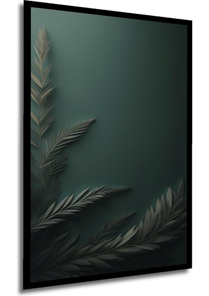 Yeşil Yaprak Sanat Ahşap Dekoratif Tablo Dikdörtgen Tablo