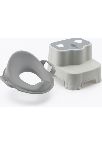 2'li Tuvalet Eğitim Seti - Basamaklı Çocuk Taburesi ve Kulplu Klozet Adaptörü fırsatları