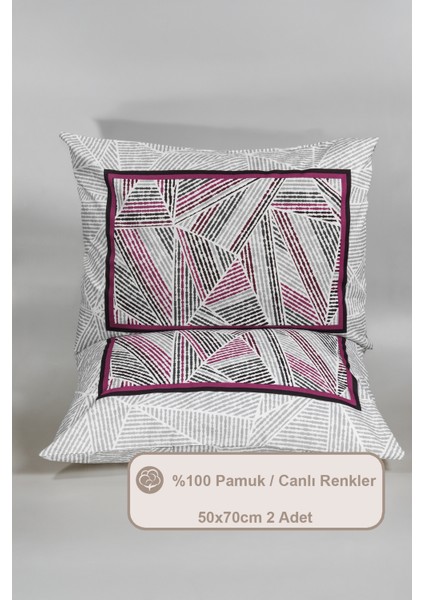 Trio Yastık Kılıfı %100 Pamuk 2 Adet (50X70 Cm) Mürdüm