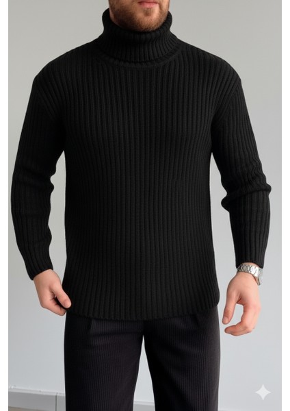 Erkek-Oversıze-Bogazlı-Balıkçı-Yaka-Fitilli-Triko-Kazak