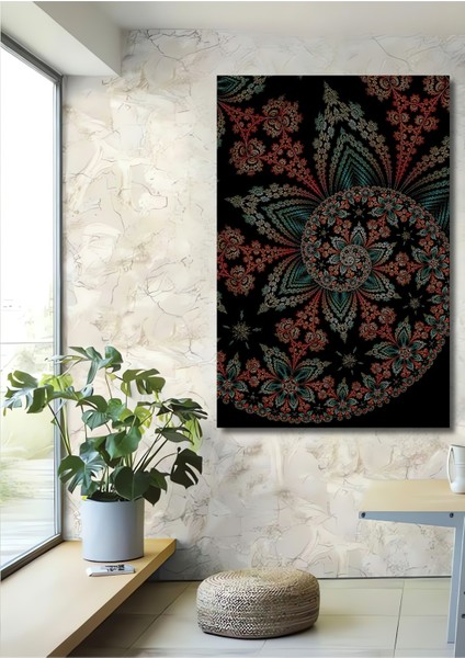 Geometrik Desenli Bohem Sanat Ahşap Dekoratif Tablo Dikdörtgen Tablo