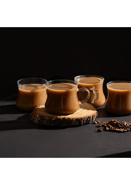 PBT-706 Borosilikat Isıya Ateşe Dayanıklı Cam Kulplu 4lü Çay Bardağı Kahve Bardak Seti Kupa Şeffaf 250 ml modelleri