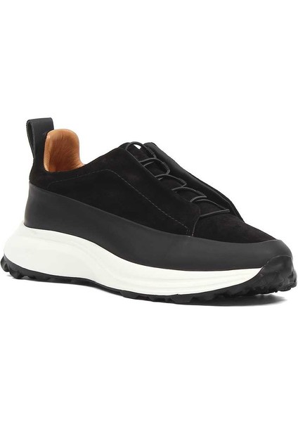Erkek Siyah Kalın Tabanlı Süet Deri Sneaker modelleri