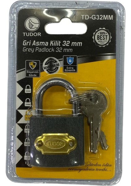 Ennalbur Tudor 32 mm Kısa Gri Asma Kilit