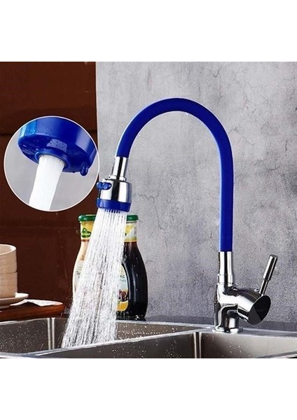 Sıladanal® Oynar Başlıklı Tasarruflu Kubar Musluk Borusu ve Başlığı Mavi