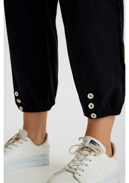 Keten Günlük Pantolon Beli Lastikli Bağcıklı