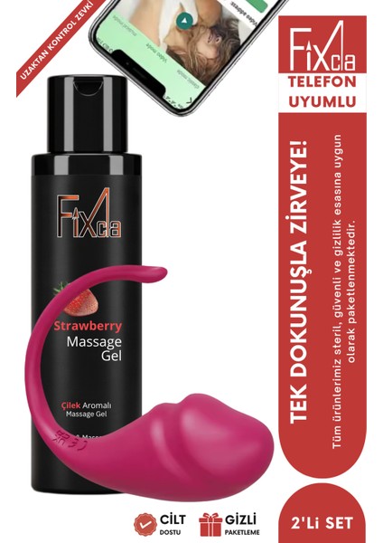 150 ml Çilek Aromalı Jel + Telefon Uyumlu 9 Modlu Giyilebilir Vibratör – Çiftlere Özel 2’li Set