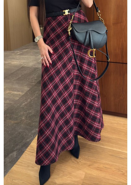 Ekose Tasarım Etek- Kırmızı fırsatları