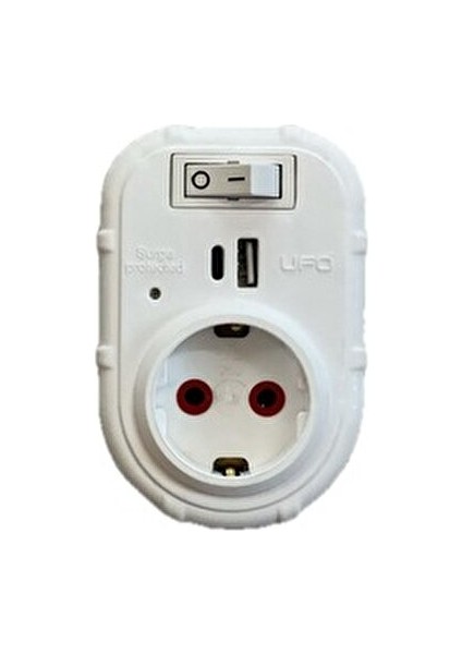 Akım Korumalı Priz (Tekli) Anahtarlı (Usb+Type-C )Beyaz Renk Termal 3000 Watt 1. Sınıf Kalite modelleri