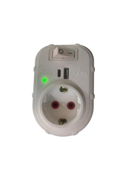Akım Korumalı Priz (Tekli) Anahtarlı (Usb+Type-C )Beyaz Renk Termal 3000 Watt 1. Sınıf Kalite fırsatları