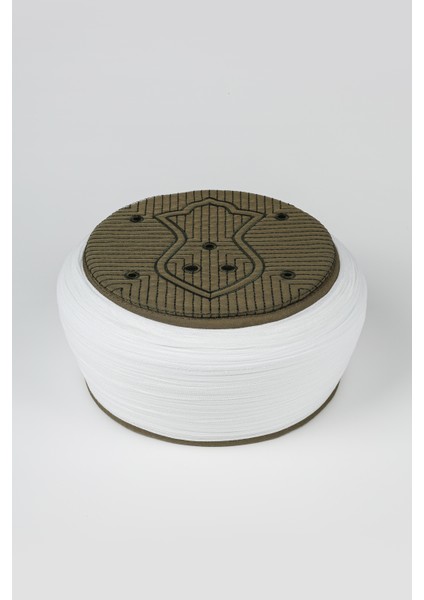 Namaz Sarığı - Beyaz Kumaş - Yeşil Takke - Düz Sarım - Nâli Şerif - 5 Metre